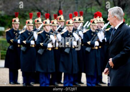 Paris, Frankreich. 6. Februar 2014. König Philippe (Filip) und Königin von Belgien besuchen Sie die Nationalversammlung in Paris, Frankreich, 6. Februar 2014. Foto: Dpa/Patrick van Katwijk/Alamy Live News Stockfoto