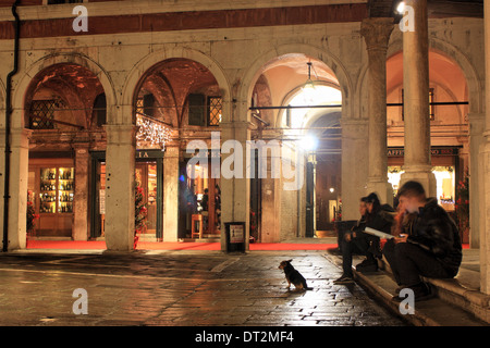 Weihnachtsbeleuchtung in der Nacht in Venedig Stockfoto