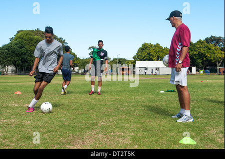 Fußballtraining am Groote Schuur High School, Cape Town, Western Cape, Südafrika Stockfoto