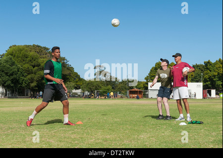 Fußballtraining am Groote Schuur High School, Cape Town, Western Cape, Südafrika Stockfoto