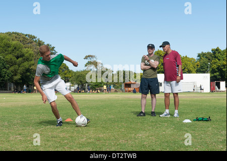 Fußballtraining am Groote Schuur High School, Cape Town, Western Cape, Südafrika Stockfoto