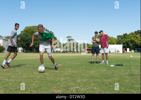 Fußballtraining am Groote Schuur High School, Cape Town, Western Cape, Südafrika Stockfoto