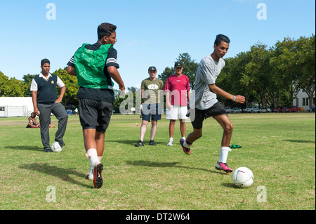 Fußballtraining am Groote Schuur High School, Cape Town, Western Cape, Südafrika Stockfoto