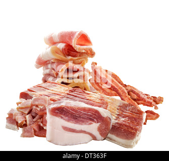 Schweinefleisch und Speck, Isolated On White Background Stockfoto