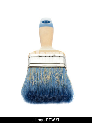 Nahaufnahme der Pinsel mit blauen Haaren isoliert auf einem weißen Hintergrund. Stockfoto
