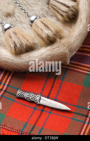 Schottischen Kilt Kilt Pin und Sporran. Stockfoto