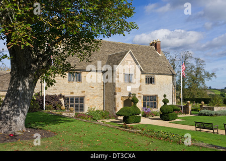 Sulgrave Manor, ein historisches englisches Haus, das von den Vorfahren des ersten amerikanischen Präsidenten George Washington, Northamptonshire, Großbritannien, erbaut und bewohnt wurde Stockfoto