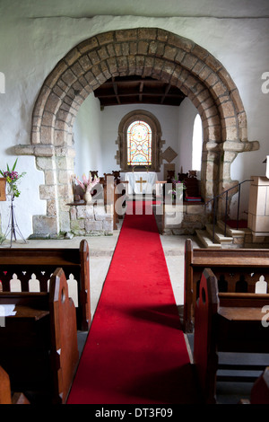 Interieur der Kirche St. Johannes der Täufer, Edlingham, Northumberland Stockfoto