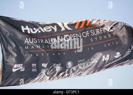 Sydney, Australien. 8. Februar 2014. Tag eins von den Hurley Australian Open of Surfing in Sydneys berühmten Manly Beach Credit: Martin Beere/Alamy Live News Stockfoto