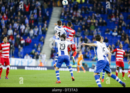 7. Februar 2014 - entsprechen 02.07.14, Barcelona, Colotto, David Lopez während Fußball-Liga BBVA RCD Espanyol Vs Granada CF Barcelona, Spanien am 7. Februar 2014 Cornella El Prat Stadium gespielt. Foto: Mikel Trigueros / Urbanandsport / NurPhoto (Kredit-Bild: © Mikel Trigueros/NurPhoto/ZUMAPRESS.com) Stockfoto