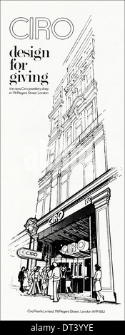 1970er Jahre Mode Magazin Werbung Werbung neue CIRO Schmuck Shop London, Anzeige ca. 1975 Stockfoto