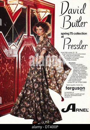 1970er Jahre Mode Magazin Werbung Werbung DAVID BUTLER Frühling Modekollektion, Anzeige ca. 1975 Stockfoto