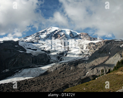 Die Nisqually Gletscher vom Gletscher Vista oben Paradies am Mount Rainier Nationalpark 12. Oktober 2004 in Ashford, WA. Stockfoto