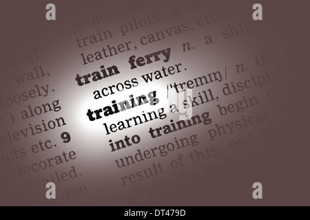 Ausbildung Wörterbuchdefinition Closeup schwarz / weiß Stockfoto
