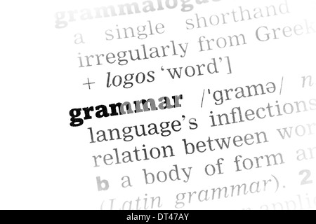 Grammatik Wörterbuchdefinition Closeup schwarz / weiß Stockfoto