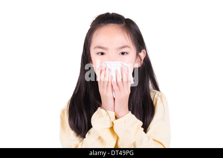 Mädchen niesen Stockfoto