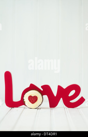 Valentines Cupcake mit Textfreiraum Stockfoto