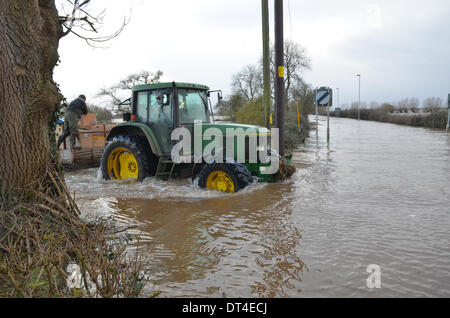 Burrowbridge, Somerset, UK. 8. Februar 2014.  UK Überschwemmungen in Burrowbridge in Somerset, Robert Timoney/AlamyLiveNews. Stockfoto