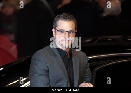 Berlin, Deutschland. 8. Februar 2014. Matt Damon in den roten Teppich der '' des Monuments Men'' auf der Berlinale in Berlin, Deutschland, am 8. Februar 2014. Bildnachweis: Goncalo Silva/NurPhoto/ZUMAPRESS.com/Alamy Live-Nachrichten Stockfoto