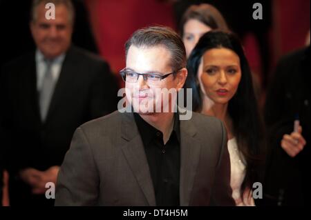 Berlin, Deutschland. 8. Februar 2014. Matt Damon in den roten Teppich der '' des Monuments Men'' auf der Berlinale in Berlin, Deutschland, am 8. Februar 2014. Bildnachweis: Goncalo Silva/NurPhoto/ZUMAPRESS.com/Alamy Live-Nachrichten Stockfoto