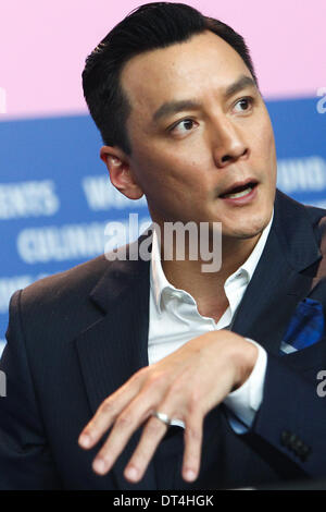 Berlin, Deutschland. 8. Februar 2014. Schauspieler Daniel Wu besucht eine Pressekonferenz um den Film ", dass Dämonen in" auf der 64. Internationalen Filmfestspiele Berlinale in Berlin, Deutschland, am 8. Februar 2014 zu fördern. Bildnachweis: Zhang Fan/Xinhua/Alamy Live-Nachrichten Stockfoto