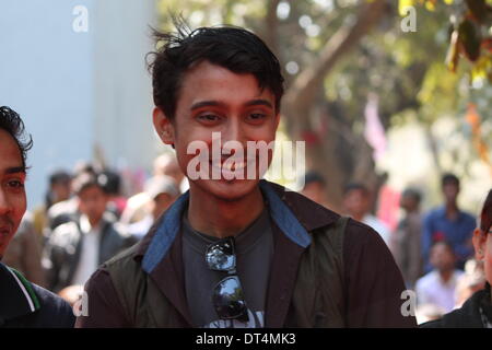 Premchand Rangasala, Patna, Bihar, Indien, 9. Februar 2014. Interaktiver Workshop von Musikern aus Schweden und Bihar, Indien besucht und genossen von motely Music Lovers während der abschließenden Tag der erste Sufi Sutra-Festival am Nachmittag warme Winter für den "Weltfrieden". Bildnachweis: Rupa Ghosh/Alamy Live-Nachrichten. Stockfoto