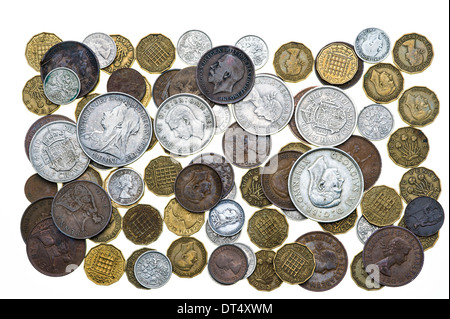 Gruppe von alten Sterling Münzen. Stockfoto