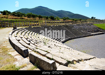 Das Stadion in antiken Messene (Messenien), Peloponnes, Griechenland Stockfoto