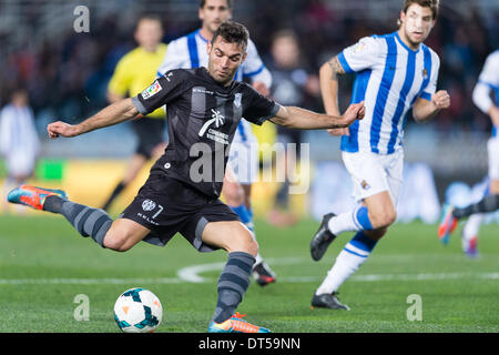 San Sebastian, Spanien. 9. Februar 2014. Barral während Fußball-Liga BBVA match Real Sociedad Vs Levante UD Anoeta Stadium gespielt Basc Land, San Sebastian, Spanien am 9. Februar 2014.  Bildnachweis: Ortzi Omenaka/NurPhoto/ZUMAPRESS.com/Alamy Live-Nachrichten Stockfoto