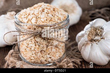 Portion Knoblauch eingerieben (detaillierte Nahaufnahme erschossen) Stockfoto