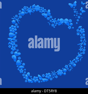 Urlaub-Herz mit Blumen und Schmetterlingen. Vektor-illustration Stockfoto