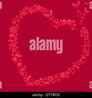 Urlaub-Herz mit Blumen und Schmetterlingen. Vektor-illustration Stockfoto