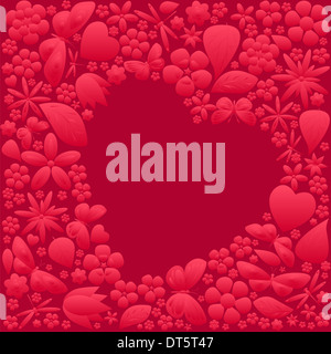 Urlaub-Herz mit Blumen und Schmetterlingen. Vektor-illustration Stockfoto