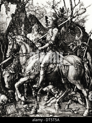 Ritter, Tod und Teufel Kupferstich von Albrecht Dürer ca. 1513 deutscher Künstler 1471-1528 Stockfoto