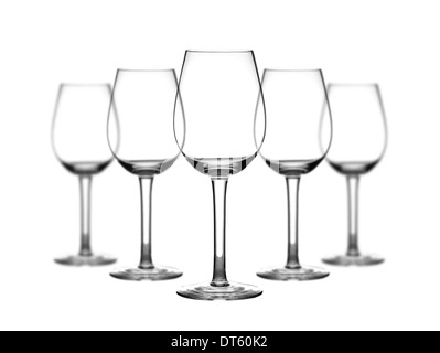 Satz von Weingläser auf weißem Hintergrund Stockfoto