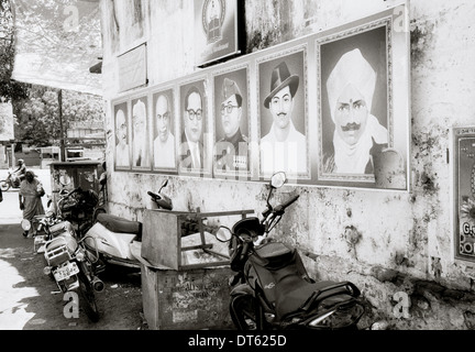 Indische historische Helden Chennai Madras in Tamil Nadu in Indien in Südasien. Geschichte historische Gandhi Porträt Porträtmalerei Held Reportage Travel Stockfoto