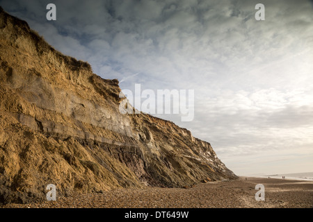 Klippen am Hengistbury Head, Dorset Anzeichen des jüngsten Erosion, Januar 2014 Stockfoto