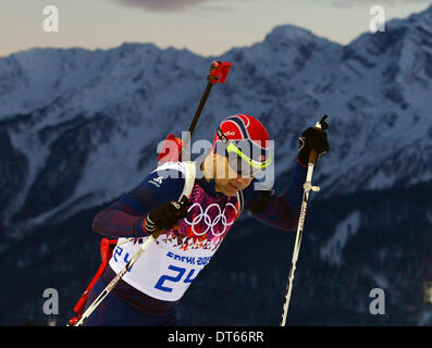 Sotschi, Russland. 8. Februar 2014. Während die Männer Biathlon-10 k-Sprint bei den Olympischen Winterspielen 2014 8. Februar 2014, in Krasnaya Polyana, Russland ist Gewinner Ole Einar Bjorndalen Norwegens gesehen. (CTK Foto/römische Vondrous/Alamy Live News) Stockfoto