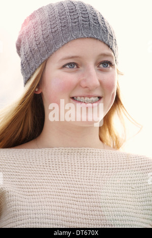 Nahaufnahme outdoor Portrait eines Mädchens Stockfoto