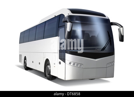 Große Tour-Bus, Isolated on White mit Pfad Stockfoto