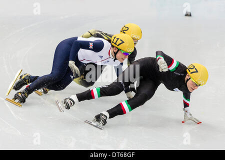 Sotschi, Krasnodar Krai, Rußland. 10. Februar 2014. Charlotte GILMARTIN (GBR) in Aktion in der Frauen 500m Short Track Speedskating Vorläufen im Palazzo Eisberg Skating - XXII Olympische Winter-Spiele-Credit: Action Plus Sport/Alamy Live News Stockfoto