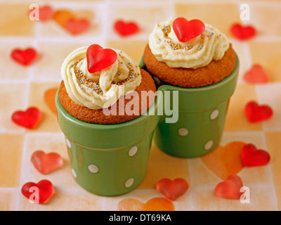 Romantische Cupcakes. Rezept zur Verfügung. Stockfoto