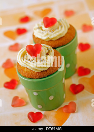 Romantische Cupcakes. Rezept zur Verfügung. Stockfoto