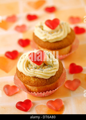 Romantische Cupcakes. Rezept zur Verfügung. Stockfoto