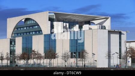 Berlin, Deutschland. 9. Februar 2014. Blick auf das Kanzleramt in Berlin, Deutschland, 9. Februar 2014. Foto: Jens Wolf/Dpa/Alamy Live News Stockfoto