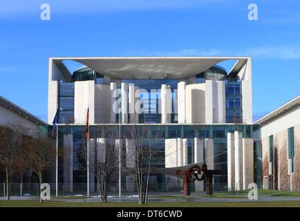 Berlin, Deutschland. 9. Februar 2014. Blick auf das Kanzleramt in Berlin, Deutschland, 9. Februar 2014. Foto: Jens Wolf/Dpa/Alamy Live News Stockfoto