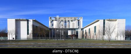 Berlin, Deutschland. 9. Februar 2014. Blick auf das Kanzleramt in Berlin, Deutschland, 9. Februar 2014. Foto: Jens Wolf/Dpa/Alamy Live News Stockfoto