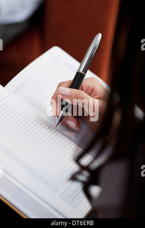 Nahaufnahme des Sekretärs Notizen Tagung Stockfoto