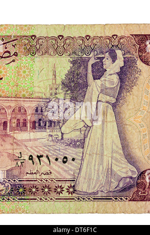 Zehn syrische Pfund Banknote Fragment verwendet Makro Stockfoto