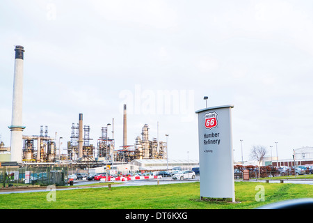 Humber Raffinerie Conoco Phillips Ölraffinerie bei Süd Killingholme, Immingham, Lincolnshire, England, UK Stockfoto